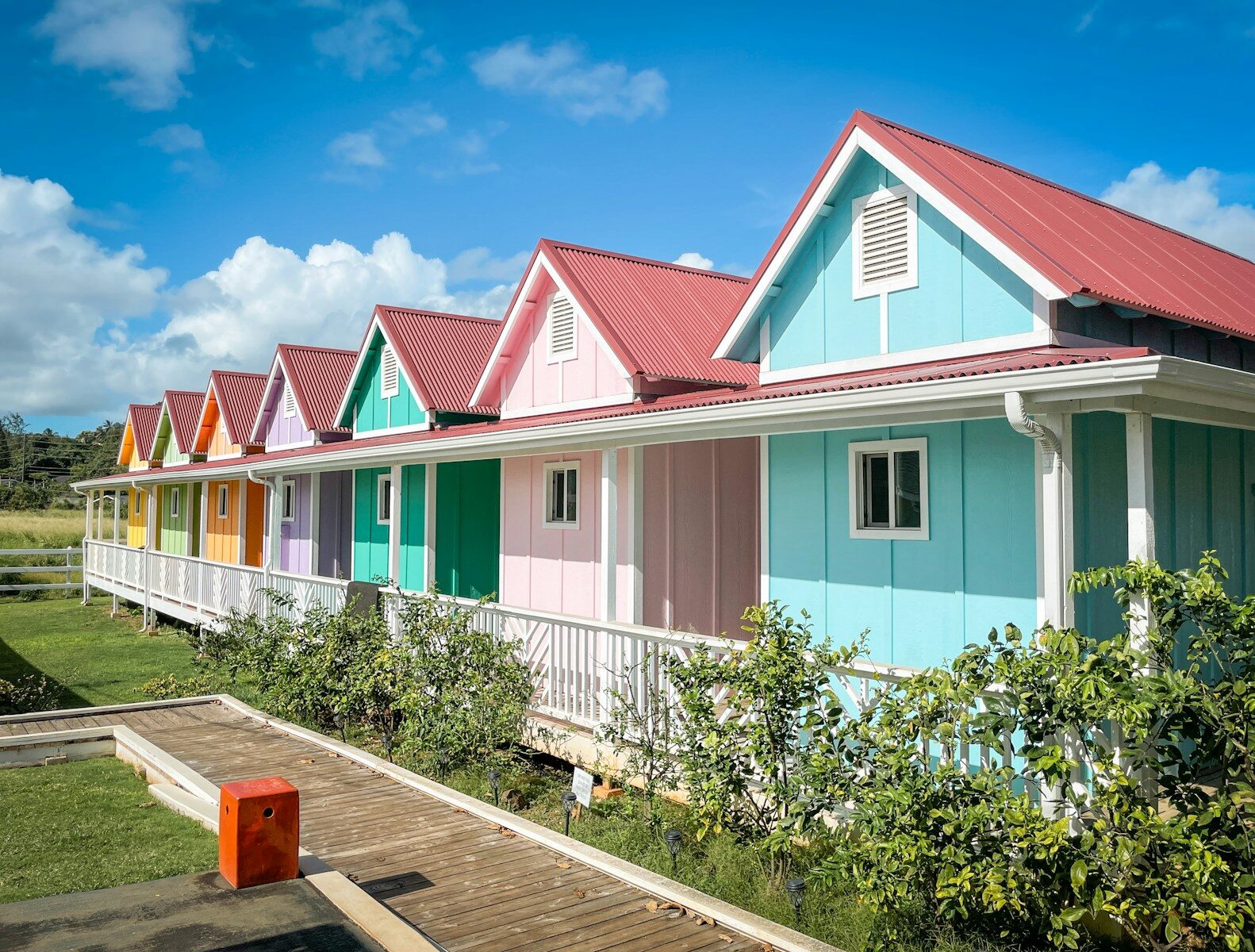 multicolored tiny homes