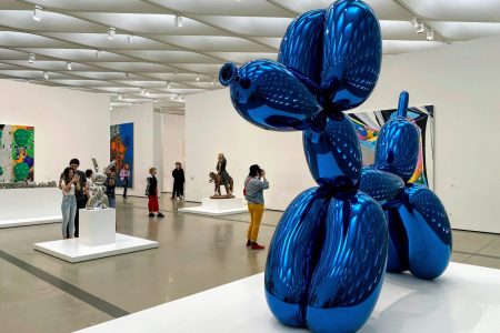 blue balloon on white floor